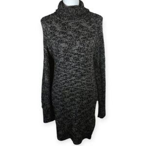 POOF BLACK MARBLED TURTLENECK SWEATER Sz.L EUC